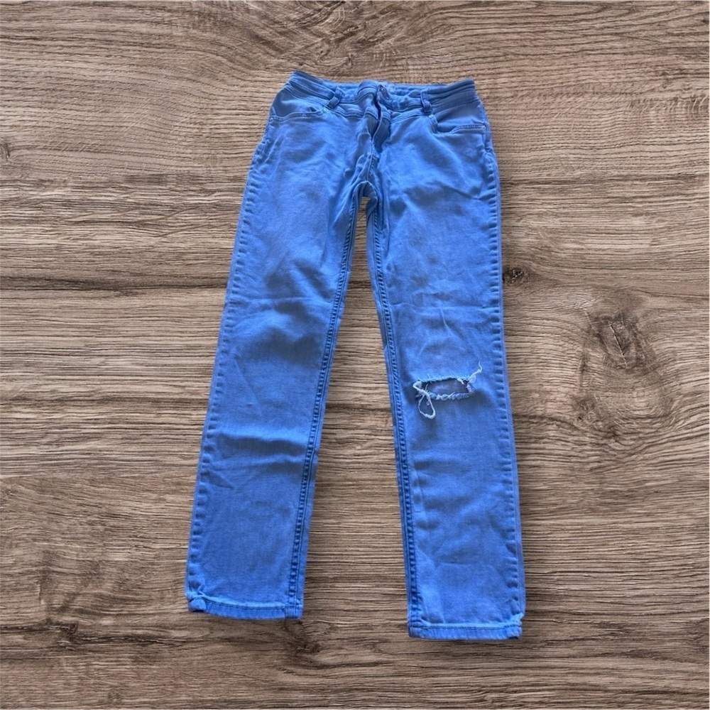 Free people jenas light Blue Distressed Jeans size 29 W pocket zipper
